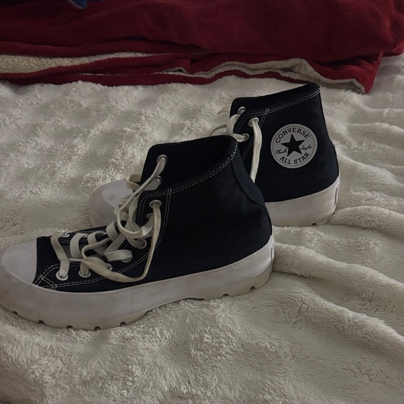 Converse All Star Lugged Platform Sneaker Black/White Womans size 9 - Picture 4 of 5